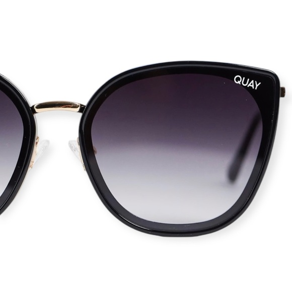 QUAY Flat Out Sunglasses Black Gold Frame Black Gradient Lens NWT - Picture 5 of 13